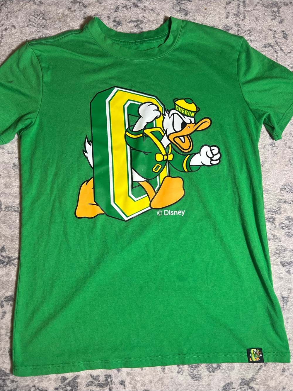 Disney Green Oregon Duck Graphic Tee with Yellow & White Accents
